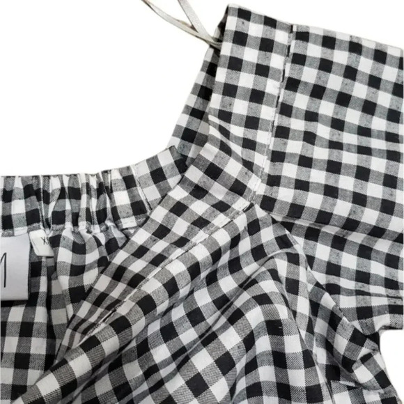 MLM Label Black White Gingham Waterfall Off Shoulder Blouse XS - Picture 3 of 5